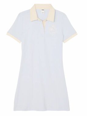 Victoria's Secret Pink Rugby Polo Dress Short Sleeve Color Blue White. Size L